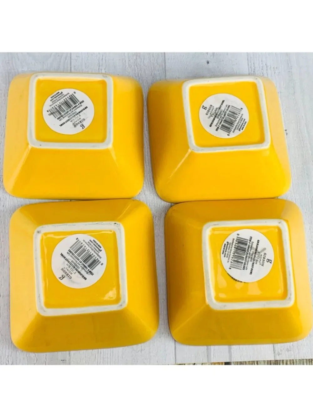 Gibson BLOOMING HILLS Golden Yellow Embossed Floral Dessert Ice Cream Bowl Set 5